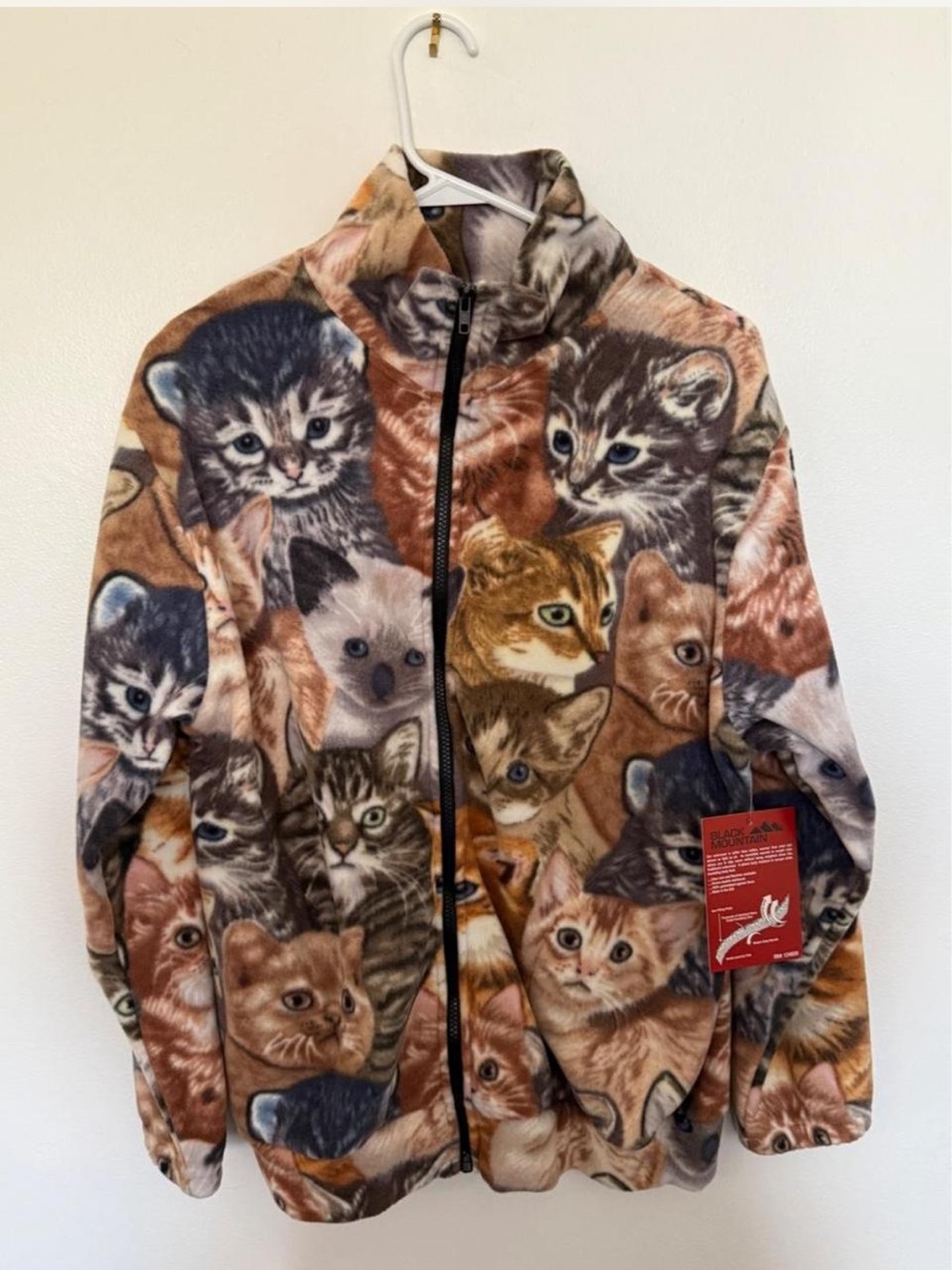 Black Mountain Women’s Fleece Jacket in Novelty Kitten Print BNWT Size M
